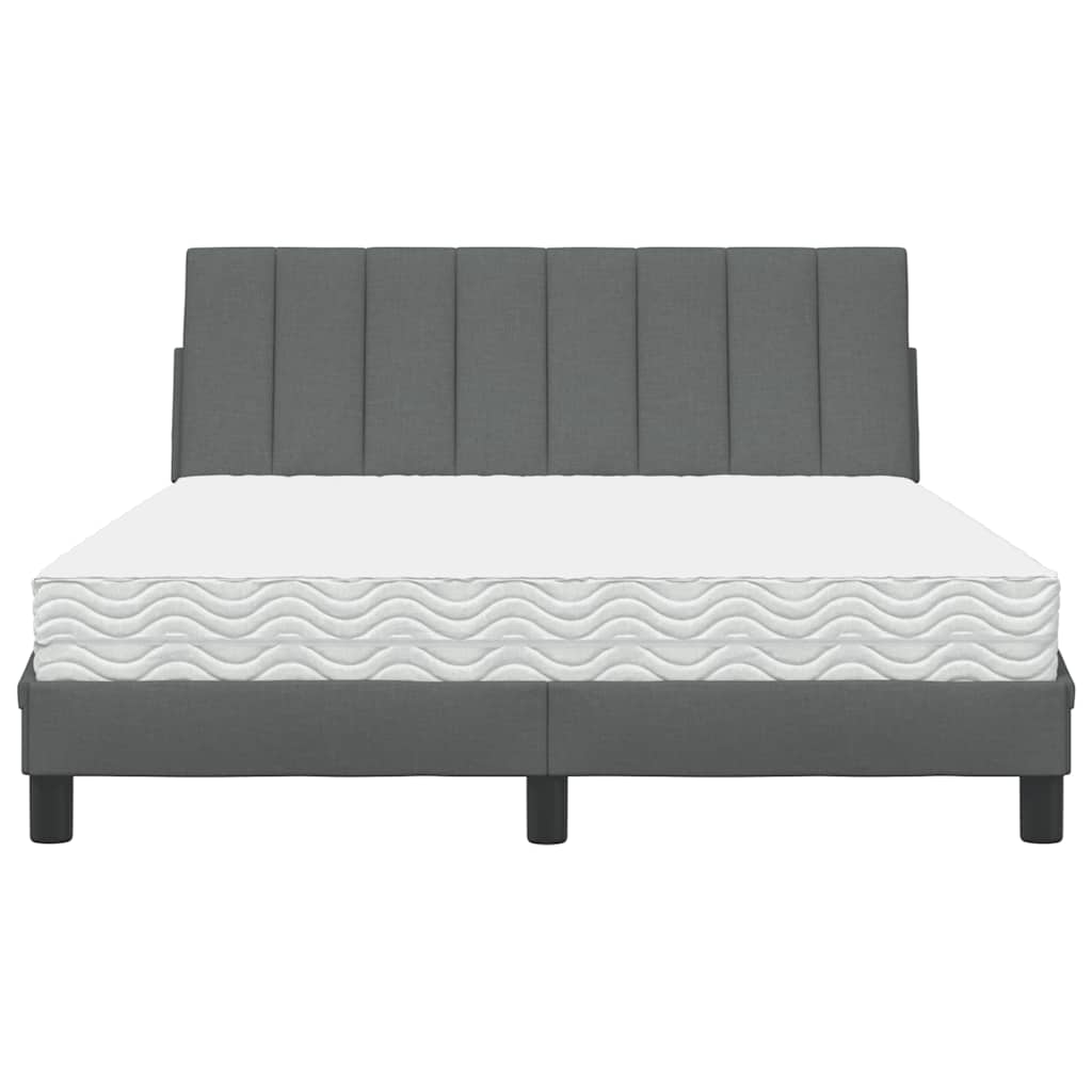 vidaXL Bed met matras "Hanko" stof donkergrijs 140x190 cm grijs, foto 4