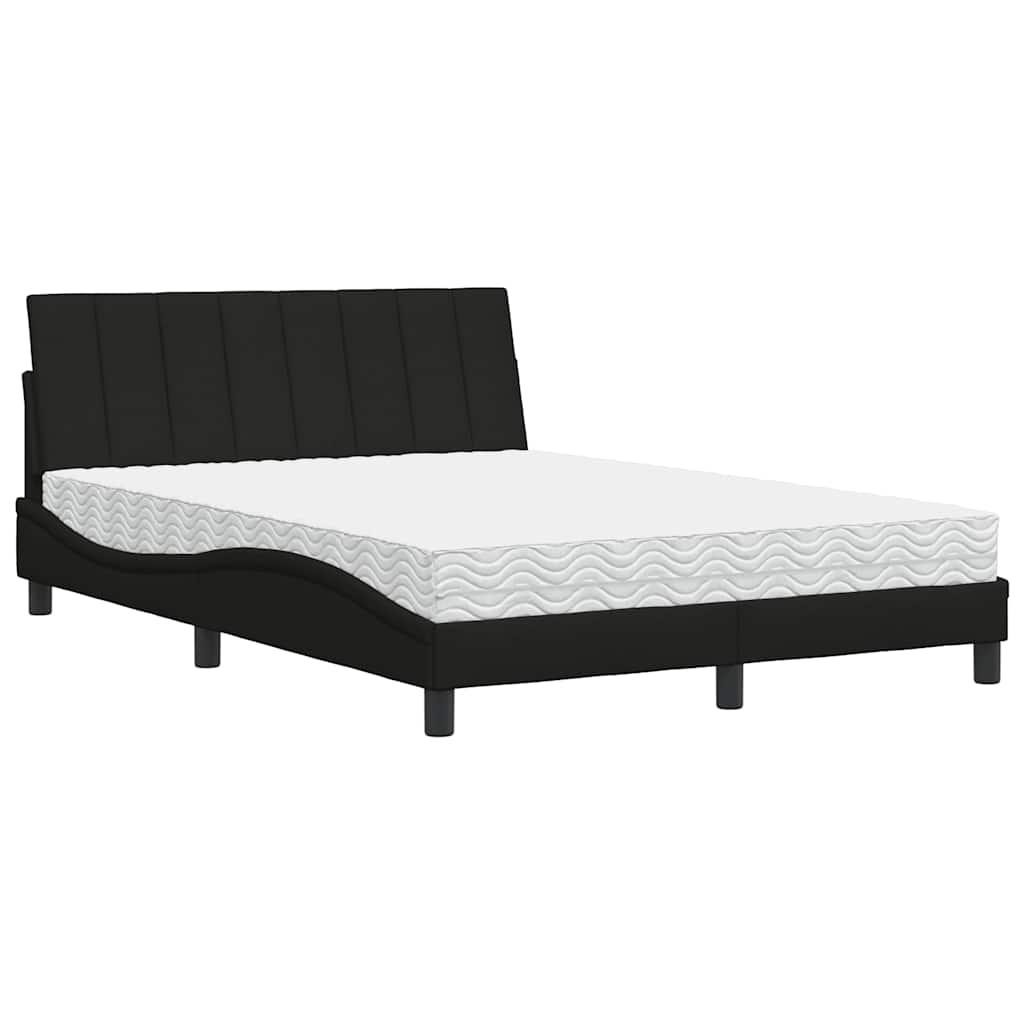 vidaXL Postel s matrací černá 140 x 190 cm textil