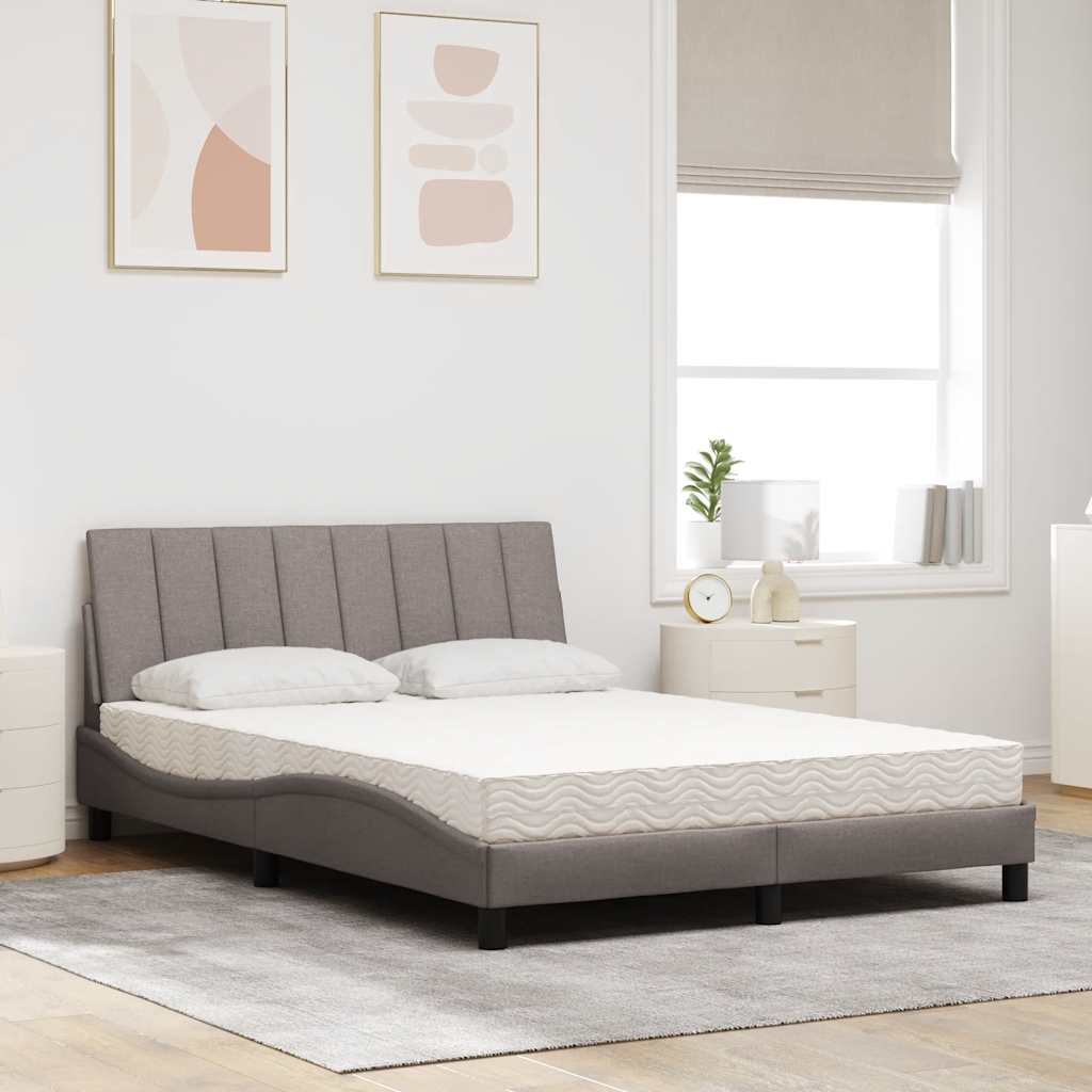vidaXL Bed met matras "Hanko" stof taupe 140x190 cm, foto 2