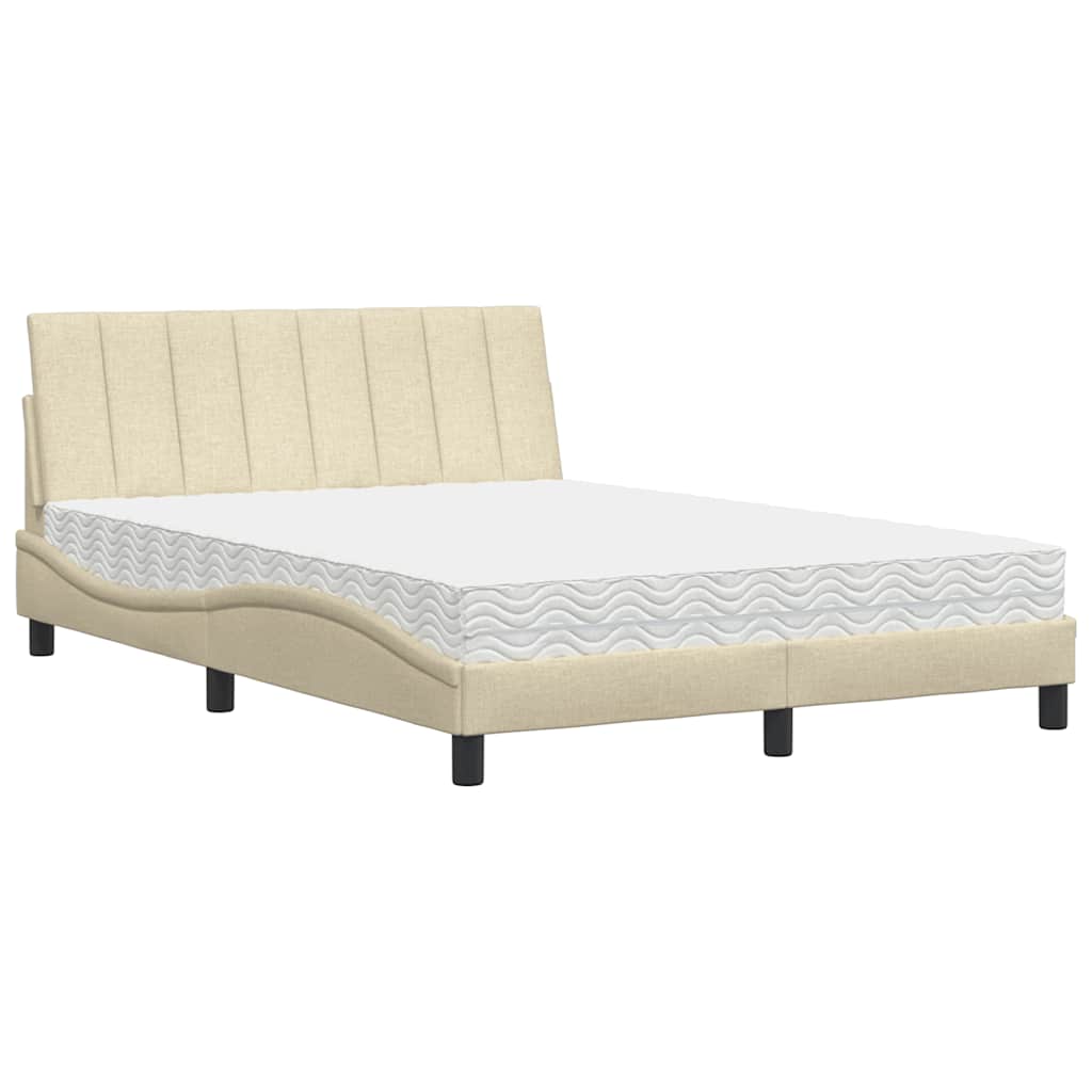 Thumbnail - vidaXL Bett mit Matratze "Hanko" Creme 140x190 cm Stoff