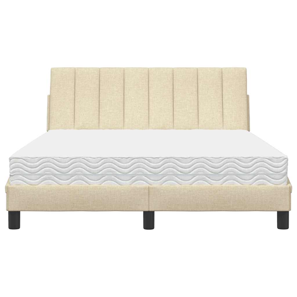 vidaXL Bed met matras "Hanko" stof crèmekleurig 140x190 cm, foto 4