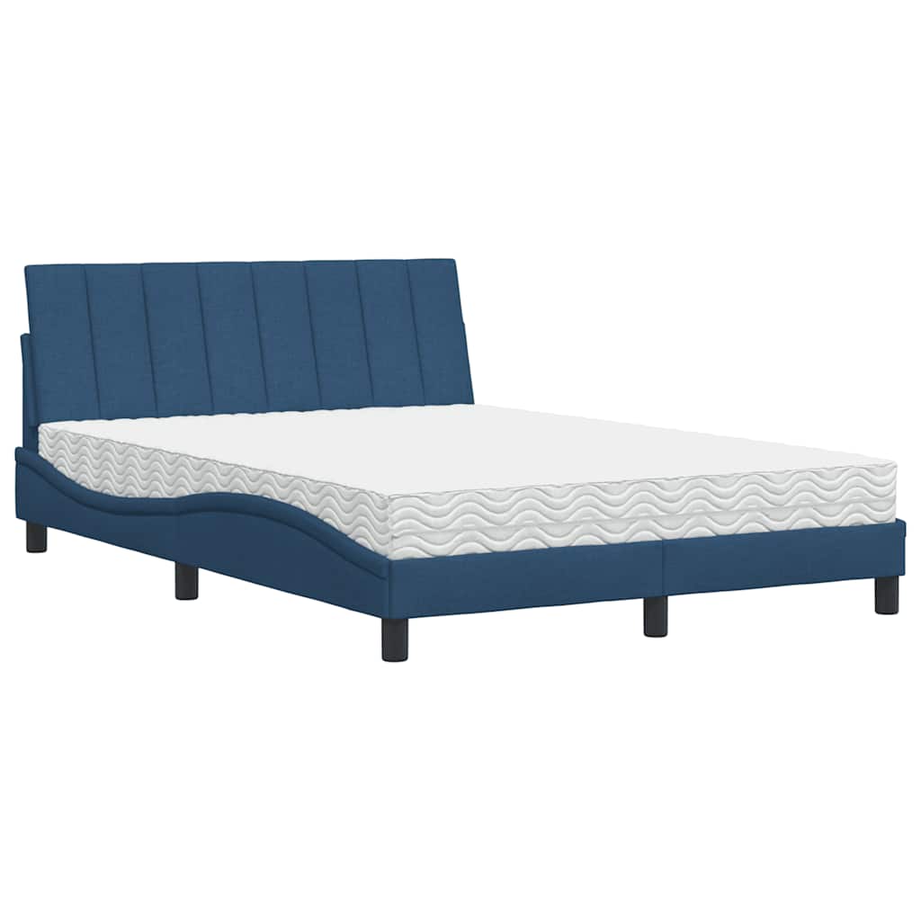 vidaXL Postel s matrací modrá 140 x 190 cm textil
