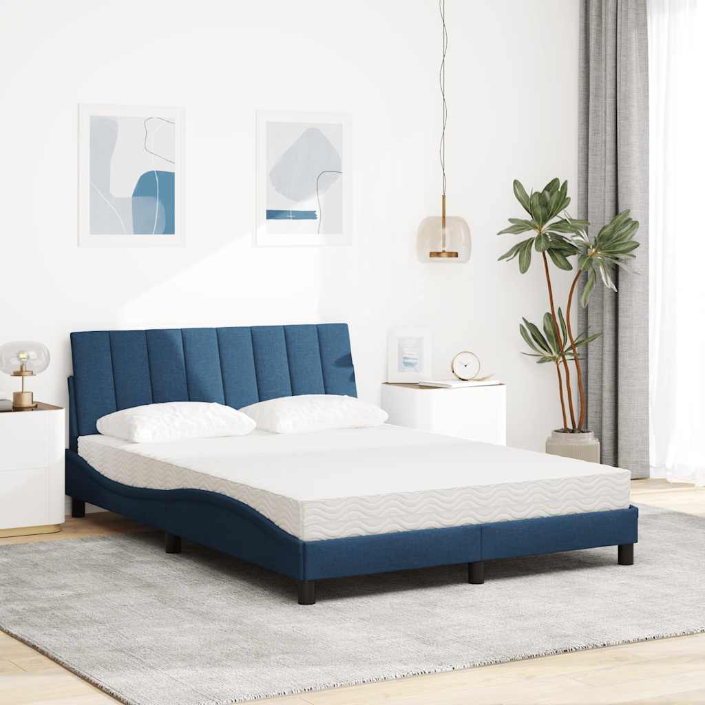 Thumbnail - vidaXL Bett mit Matratze "Hanko" Blau 140x190 cm Stoff