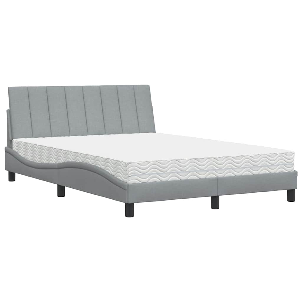 vidaXL Postel s matrací světle šedá 140 x 200 cm textil