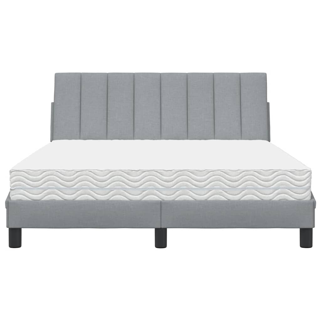 vidaXL Bed met matras "Hanko" stof lichtgrijs 140x200 cm grijs, foto 4