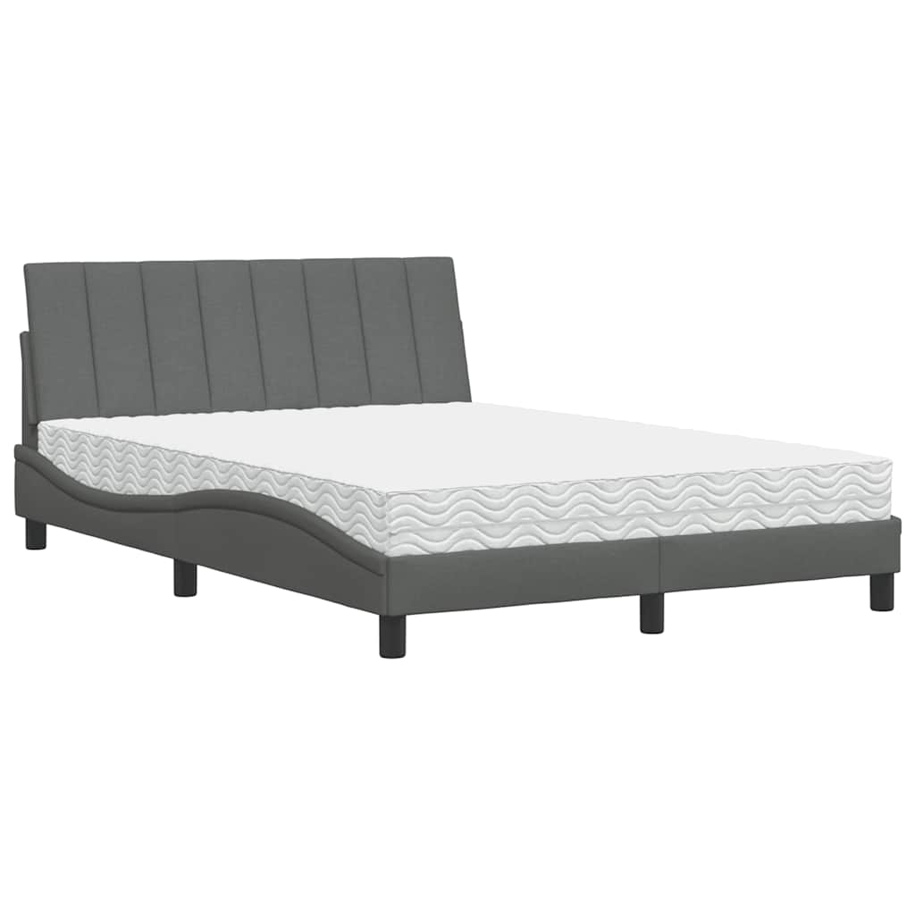 vidaXL Postel s matrací tmavě šedá 140 x 200 cm textil