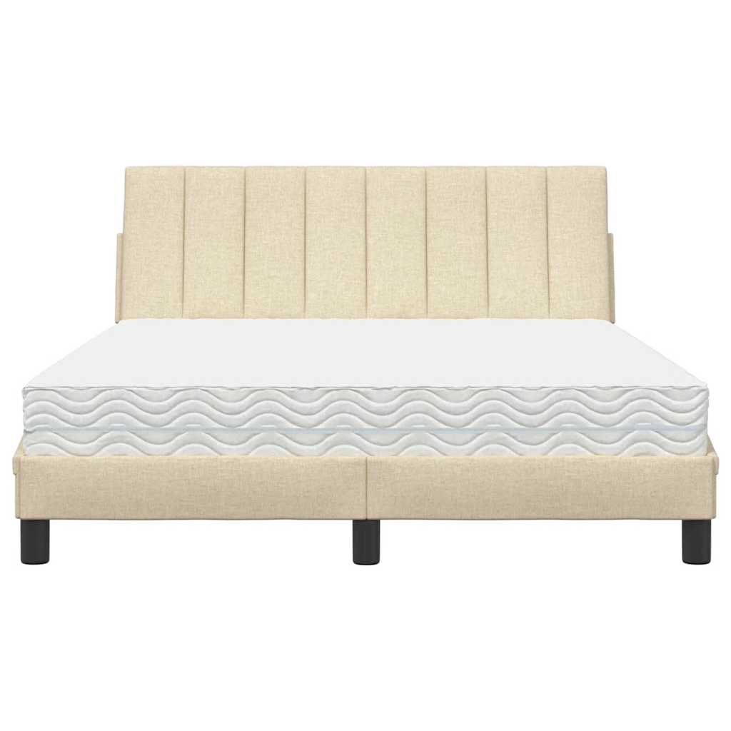 vidaXL Bed met matras "Hanko" stof crèmekleurig 140x200 cm, foto 4