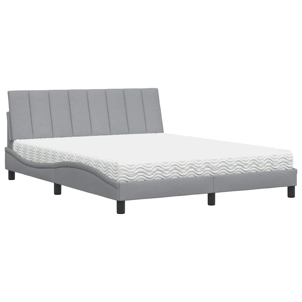 vidaXL Bed met matras "Hanko" stof lichtgrijs 160x200 cm grijs, foto 3
