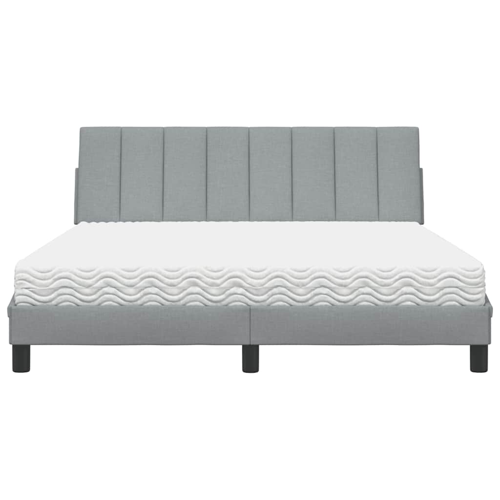 vidaXL Bed met matras "Hanko" stof lichtgrijs 160x200 cm grijs, foto 4