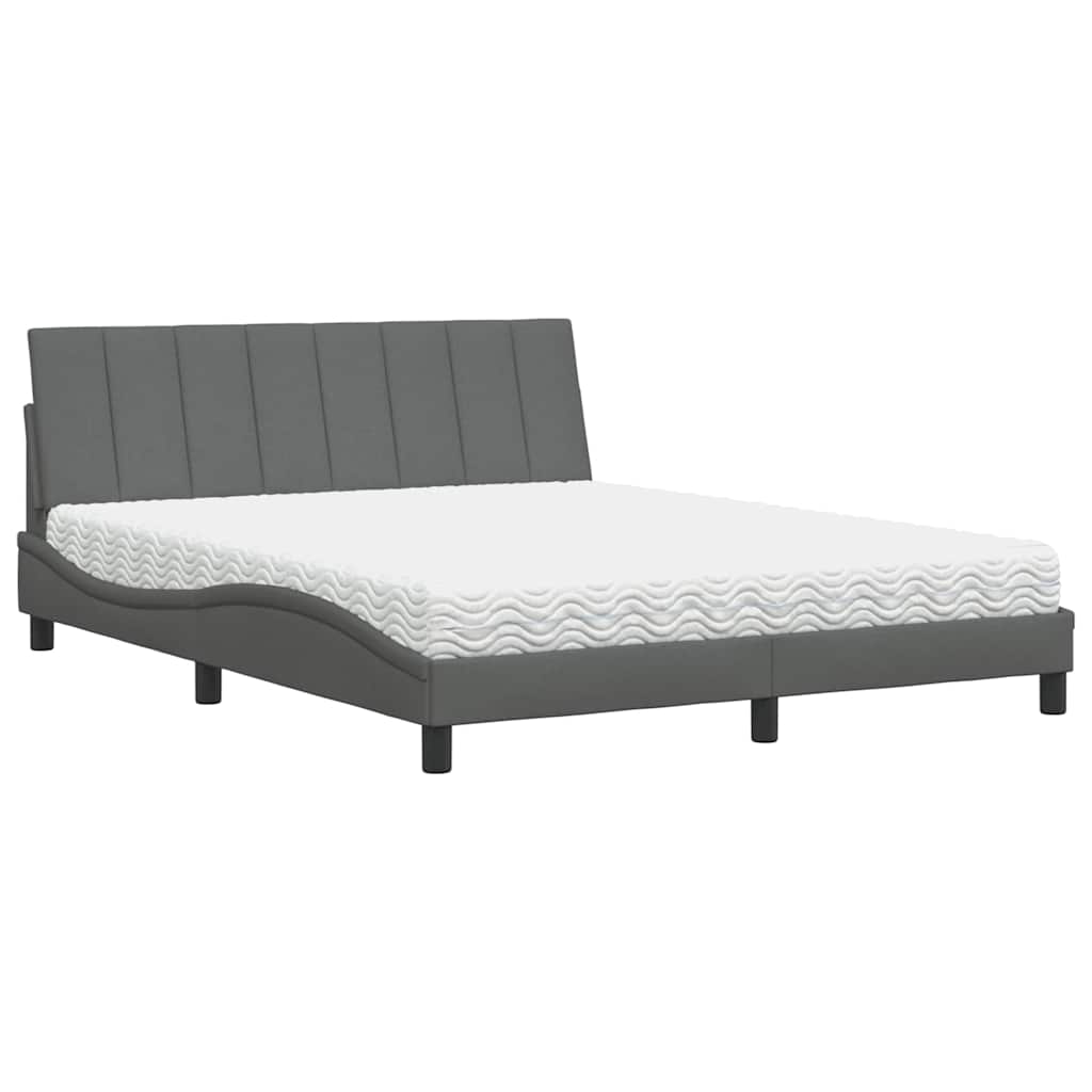 vidaXL Postel s matrací tmavě šedá 160 x 200 cm textil