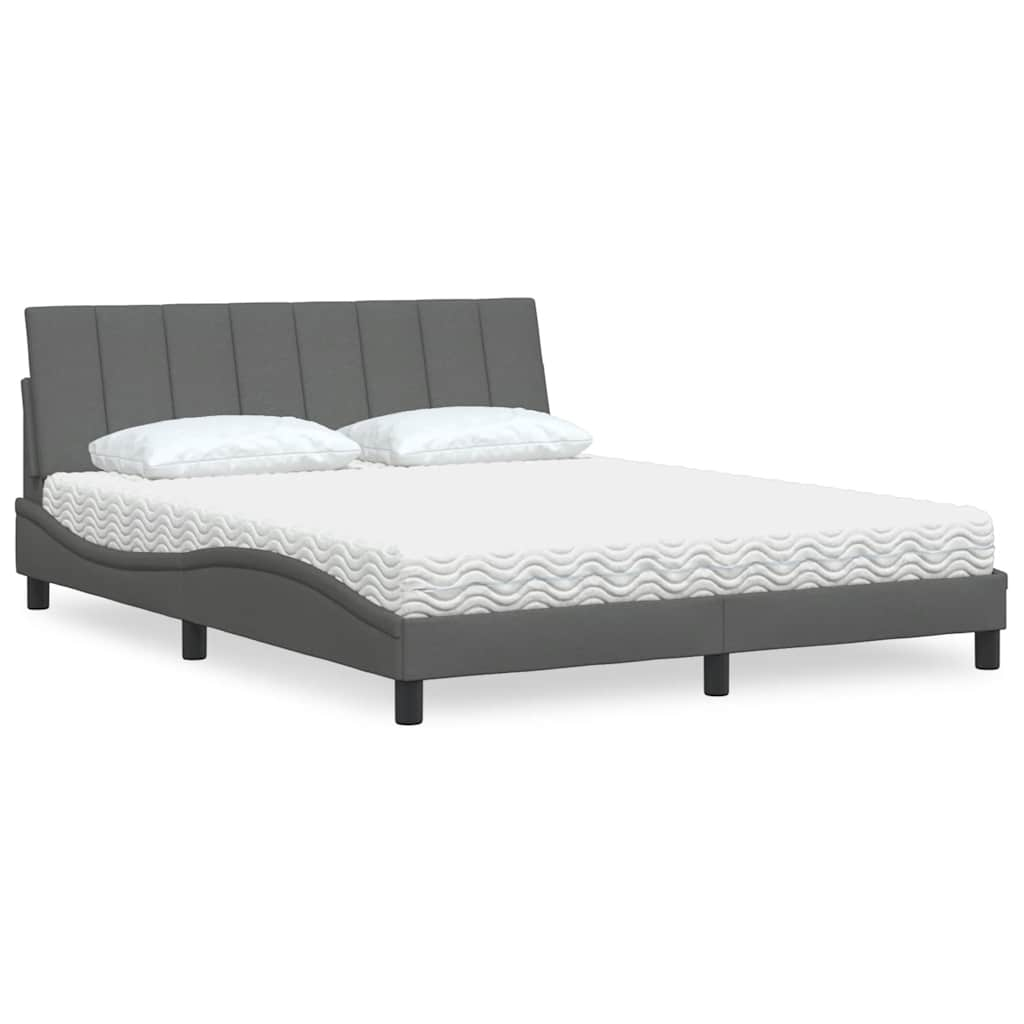 vidaXL Bett mit Matratze Dunkelgrau 160x200 cm Stoff