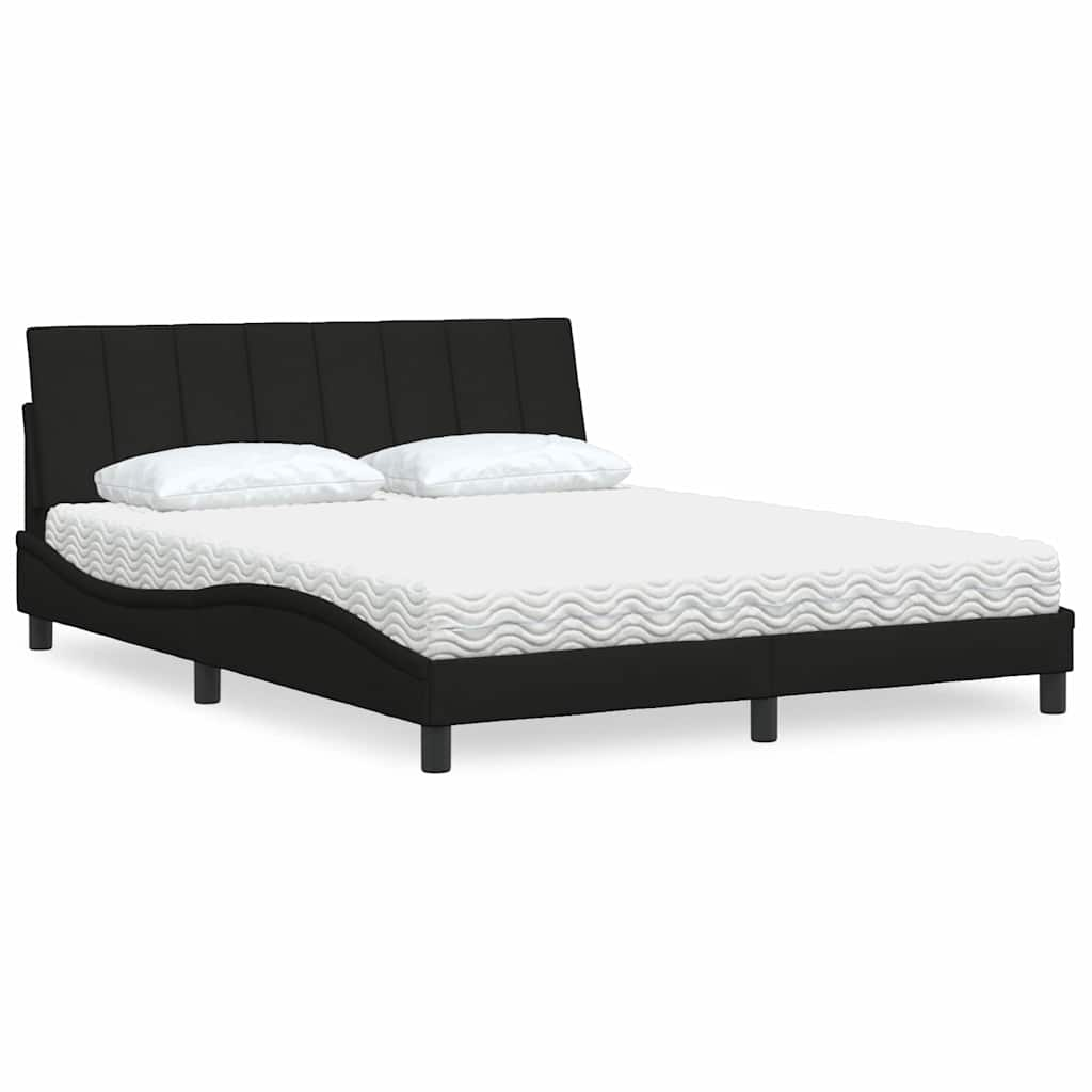 vidaXL Bett mit Matratze Schwarz 160x200 cm Stoff