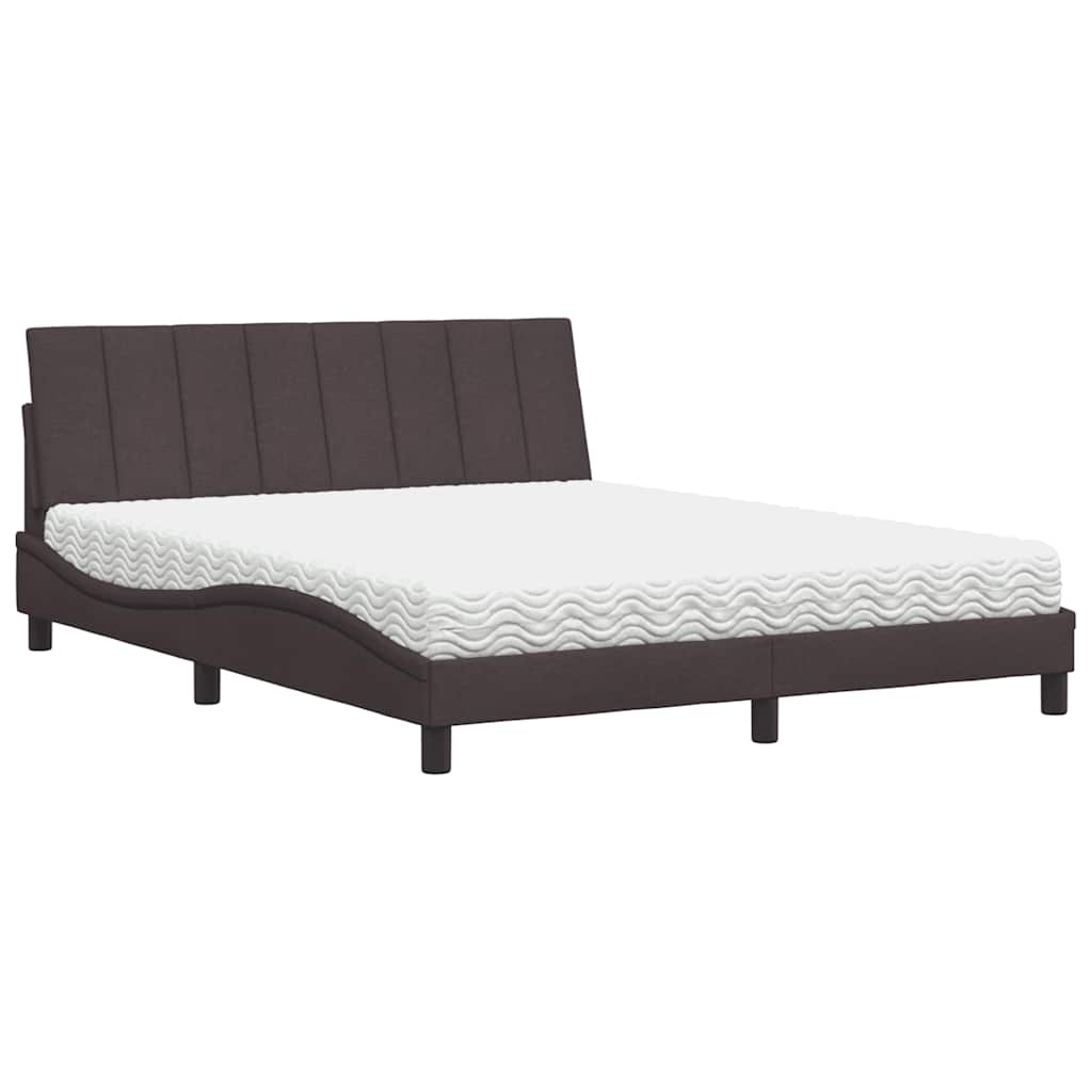 vidaXL Bed met matras "Hanko" stof donkerbruin 160x200 cm bruin, foto 3
