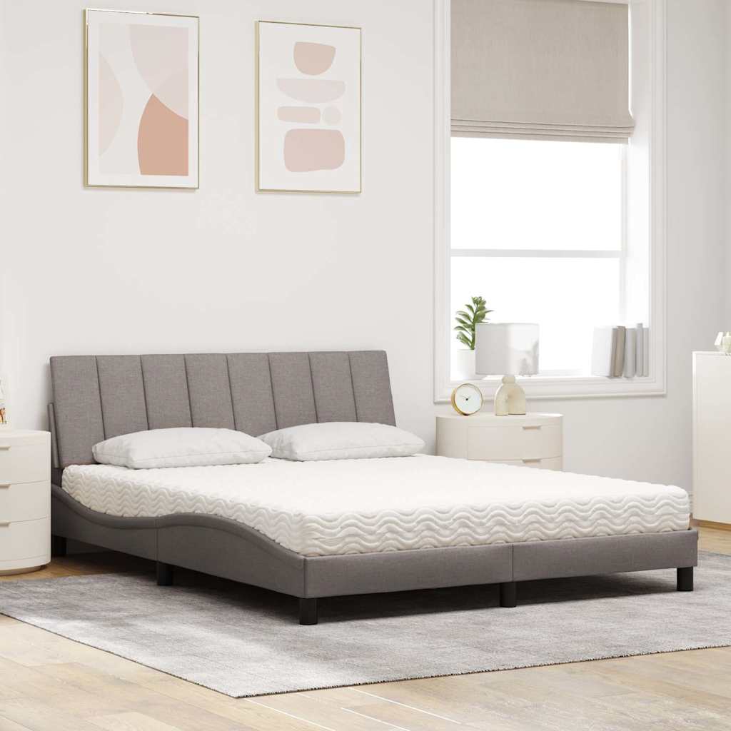 vidaXL Bed met matras "Hanko" stof taupe 160x200 cm, foto 2