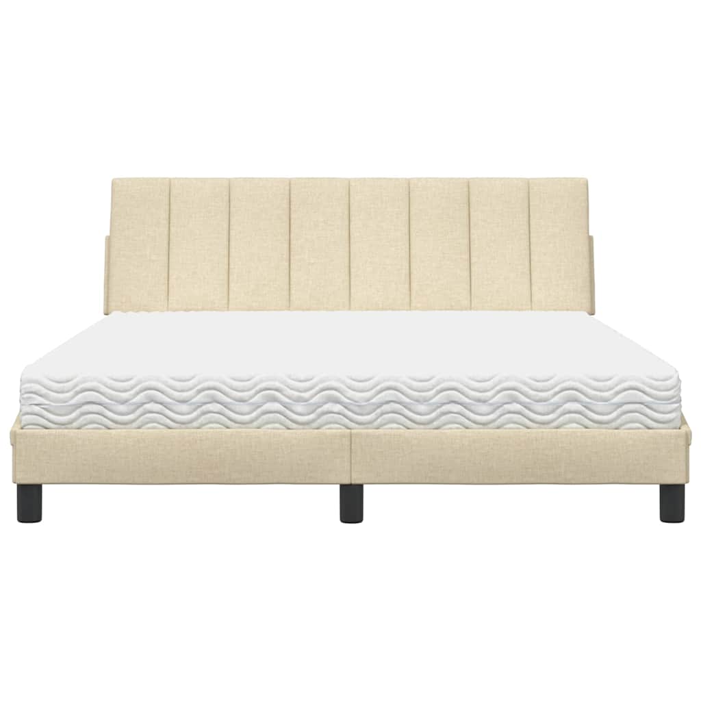 vidaXL Bed met matras "Hanko" stof crèmekleurig 160x200 cm, foto 4