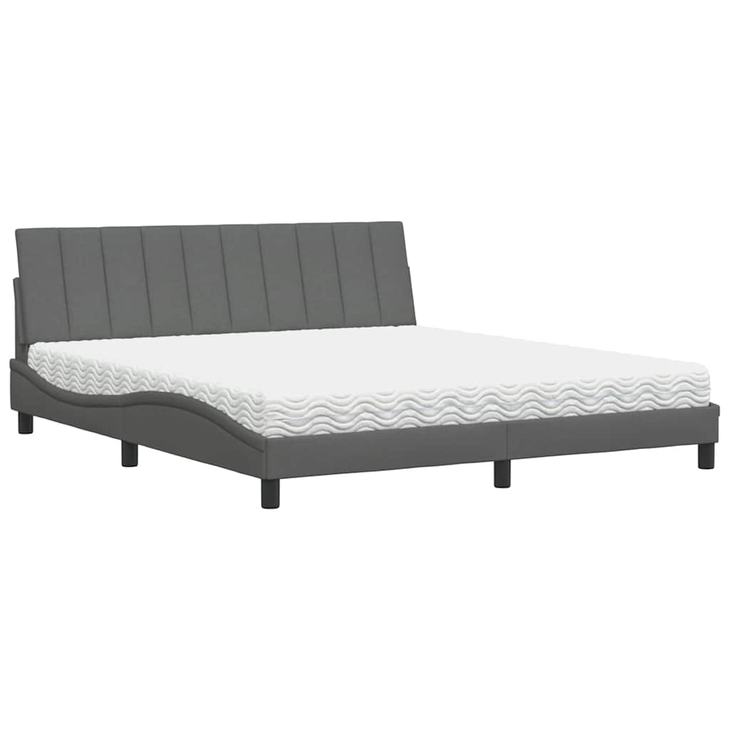 vidaXL Bed met matras "Hanko" stof donkergrijs 180x200 cm grijs, foto 3