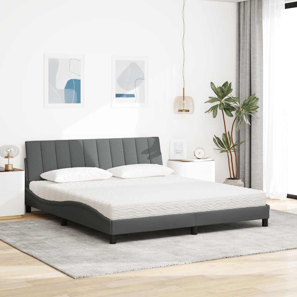 vidaXL Bed met matras "Hanko" stof donkergrijs 180x200 cm grijs, foto 2