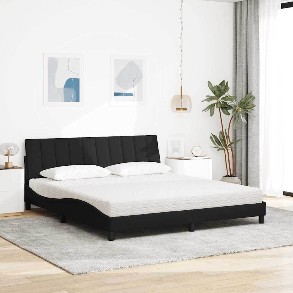 vidaXL Bed met matras stof zwart 180x200 cm afbeelding
