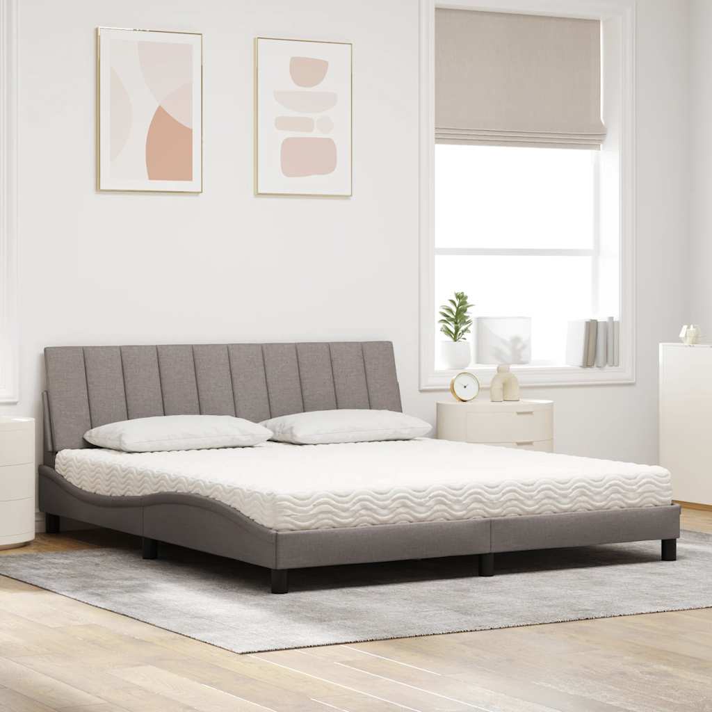 vidaXL Bed met matras "Hanko" stof taupe 180x200 cm, foto 2