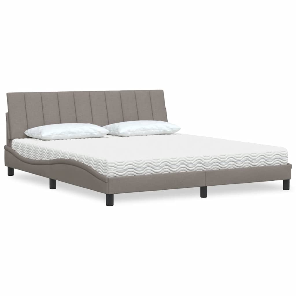 vidaXL Pat cu saltea, gri taupe, 180x200 cm, textil