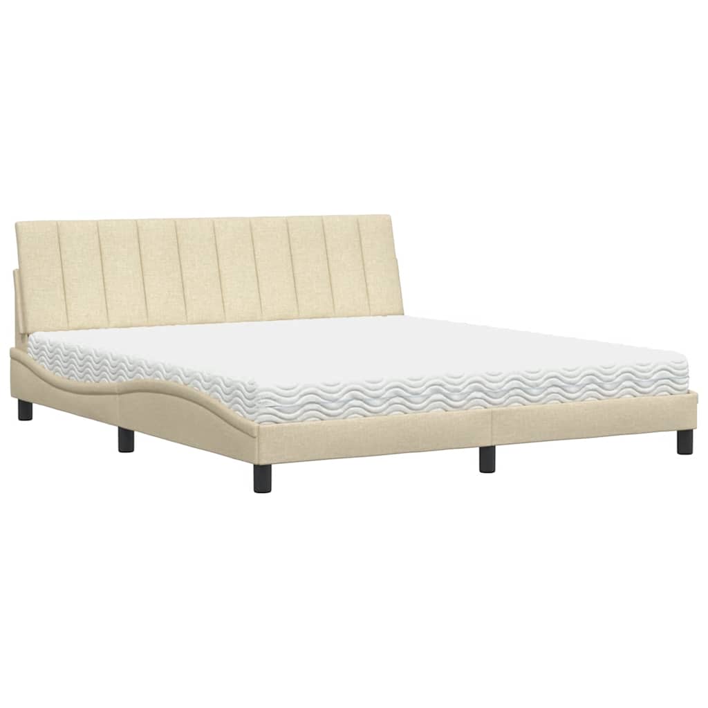 vidaXL Postel s matrací krémová 180 x 200 cm textil