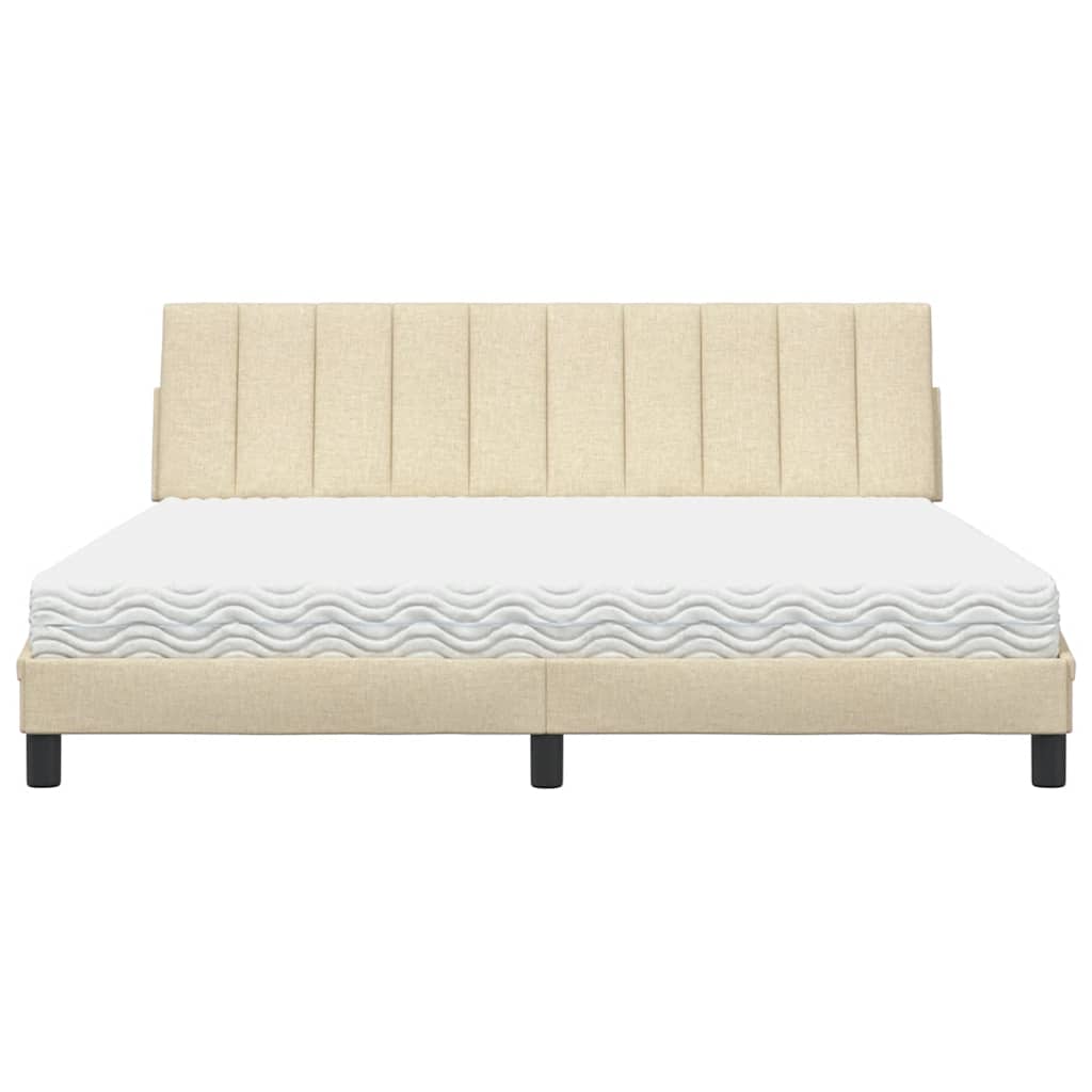 vidaXL Bed met matras "Hanko" stof crèmekleurig 180x200 cm, foto 4