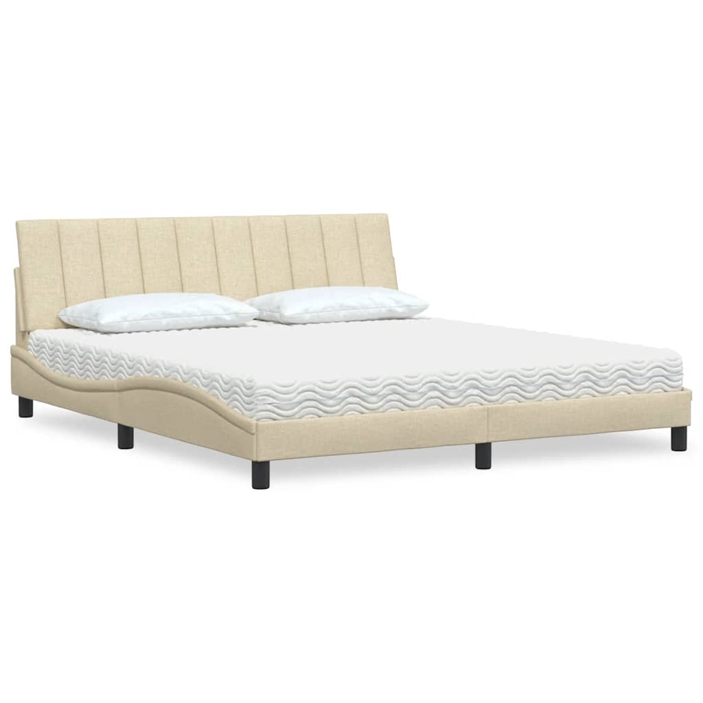 vidaXL Bett mit Matratze "Hanko" Creme 180x200 cm Stoff