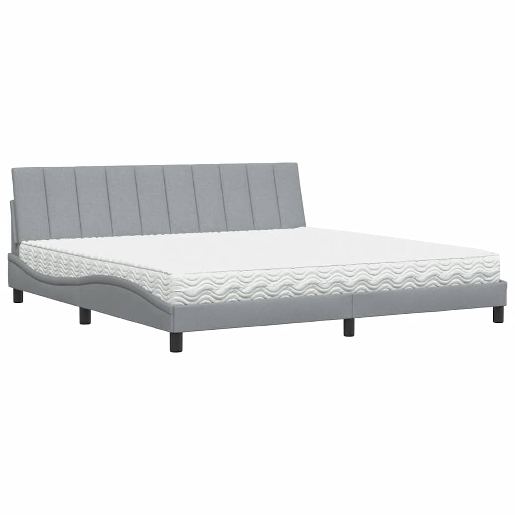 vidaXL Bed met matras "Hanko" stof lichtgrijs 200x200 cm grijs, foto 3