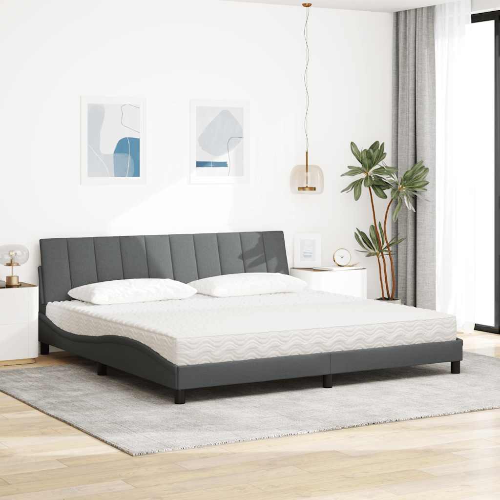 vidaXL Bed met matras "Hanko" stof lichtgrijs 200x200 cm grijs, foto 2