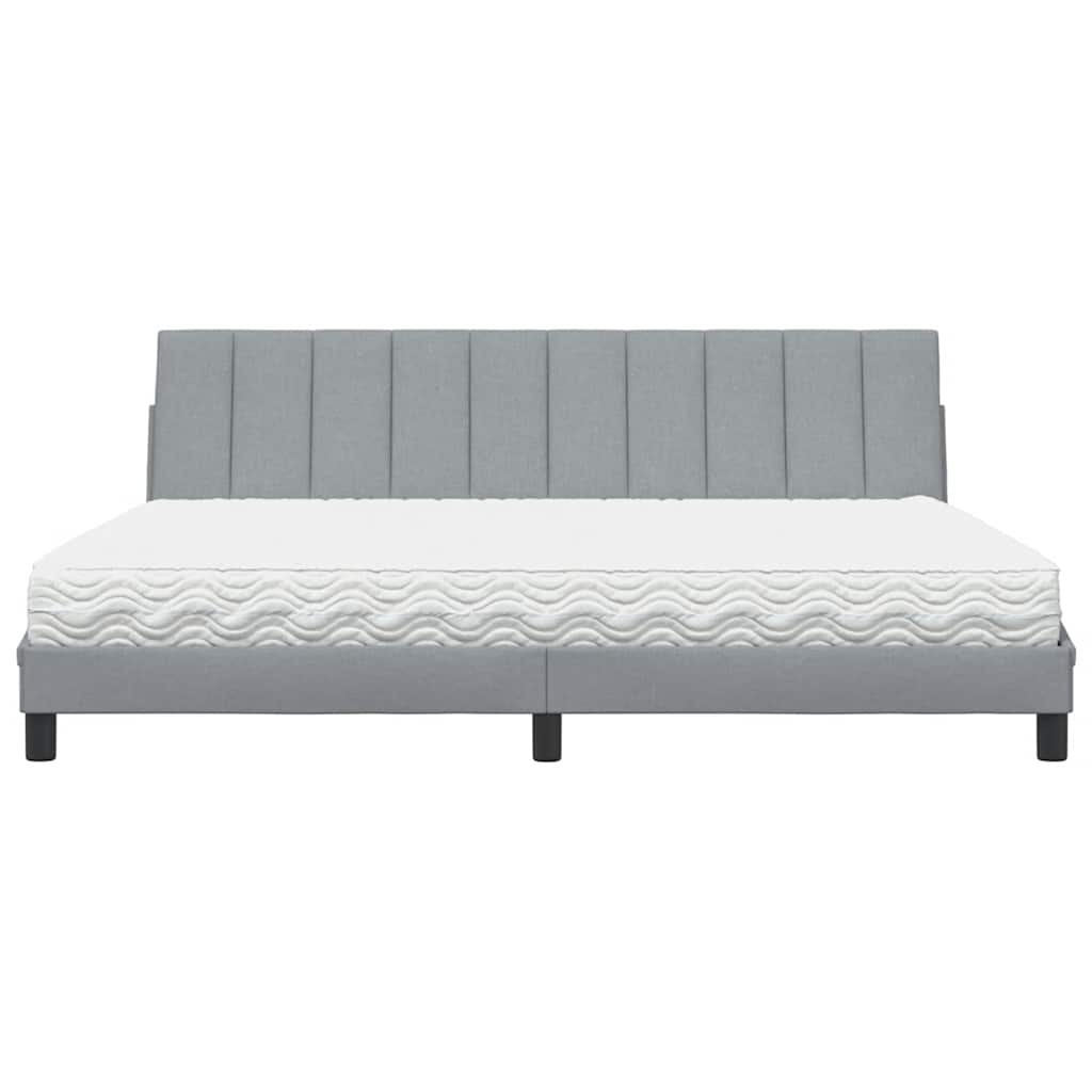 vidaXL Bed met matras "Hanko" stof lichtgrijs 200x200 cm grijs, foto 4