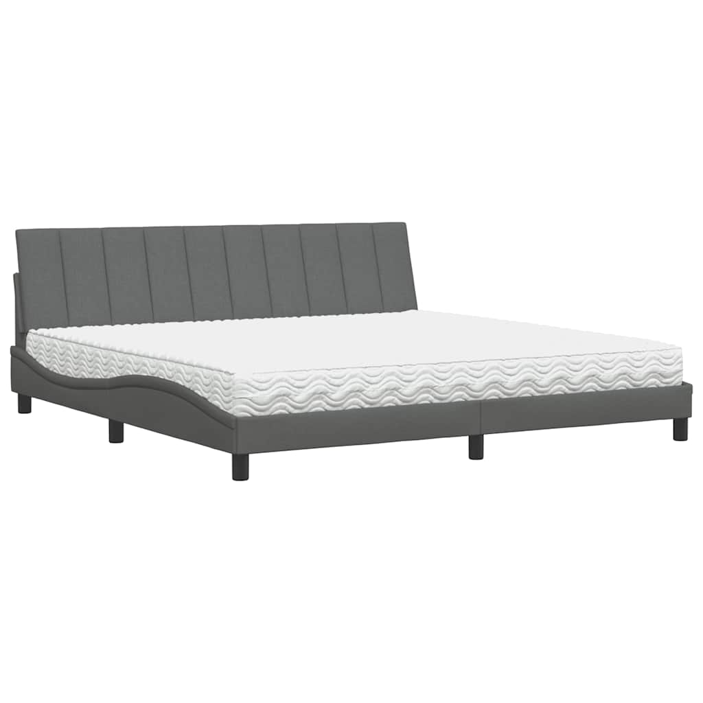 vidaXL Bed met matras "Hanko" stof donkergrijs 200x200 cm grijs, foto 3