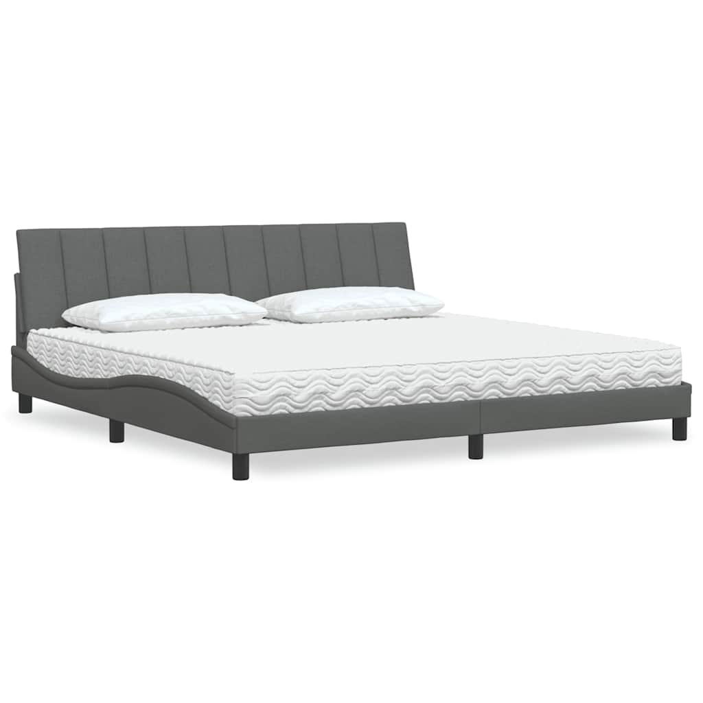 vidaXL seng med madras Hanko 200x200 cm stof mørkegrå