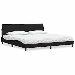 Postelja z vzmetnico Hanko črna 200x200 cm blago