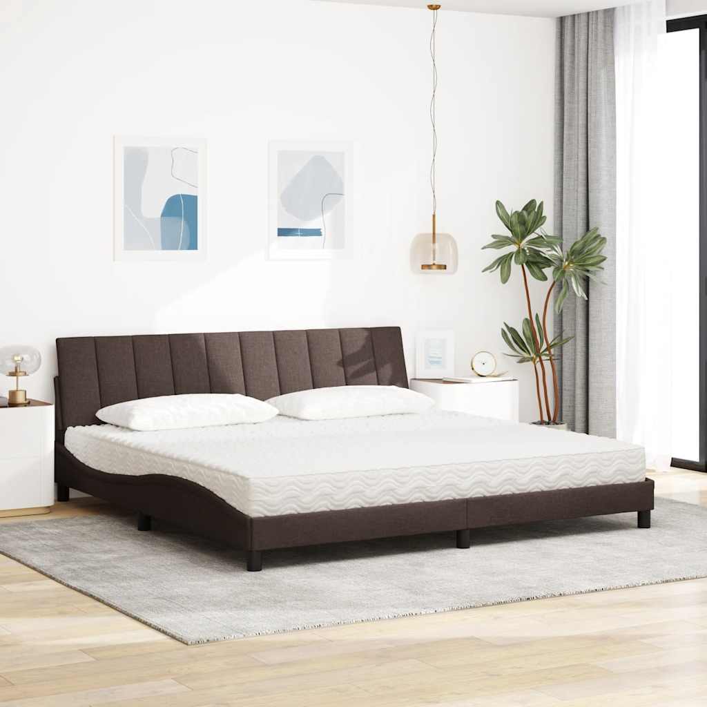 vidaXL Bed met matras "Hanko" stof donkerbruin 200x200 cm bruin, foto 2