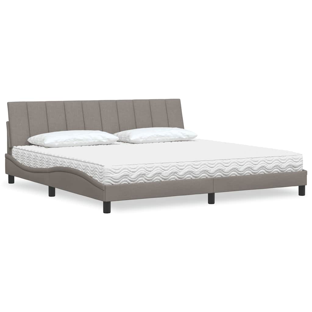vidaXL seng med madras Hanko 200x200 cm stof gråbrun