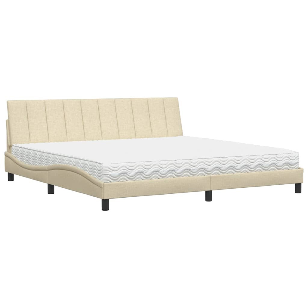 vidaXL Postel s matrací krémová 200 x 200 cm textil