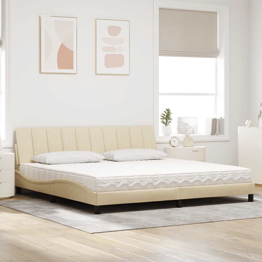 vidaXL Bed met matras "Hanko" stof crèmekleurig 200x200 cm, foto 2