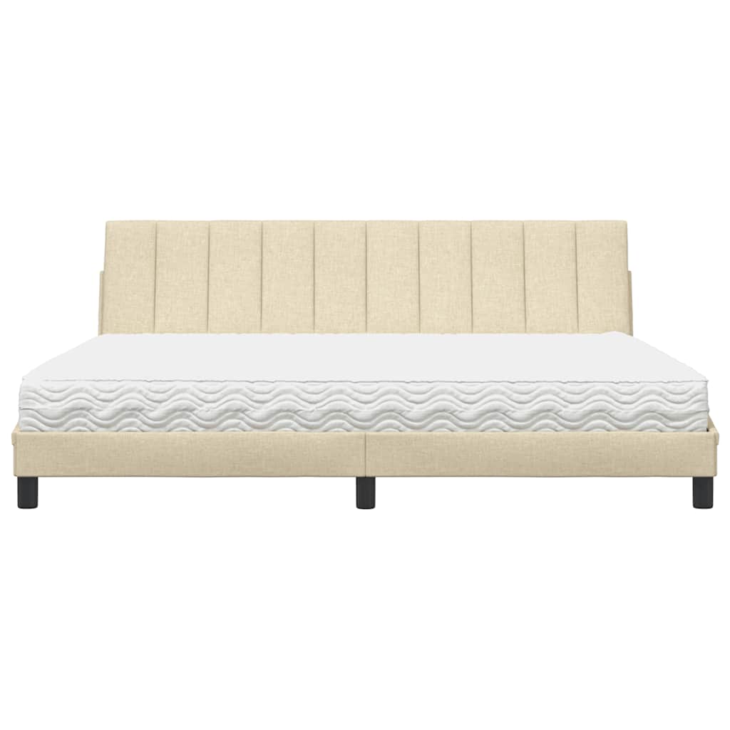 vidaXL Bed met matras "Hanko" stof crèmekleurig 200x200 cm, foto 4