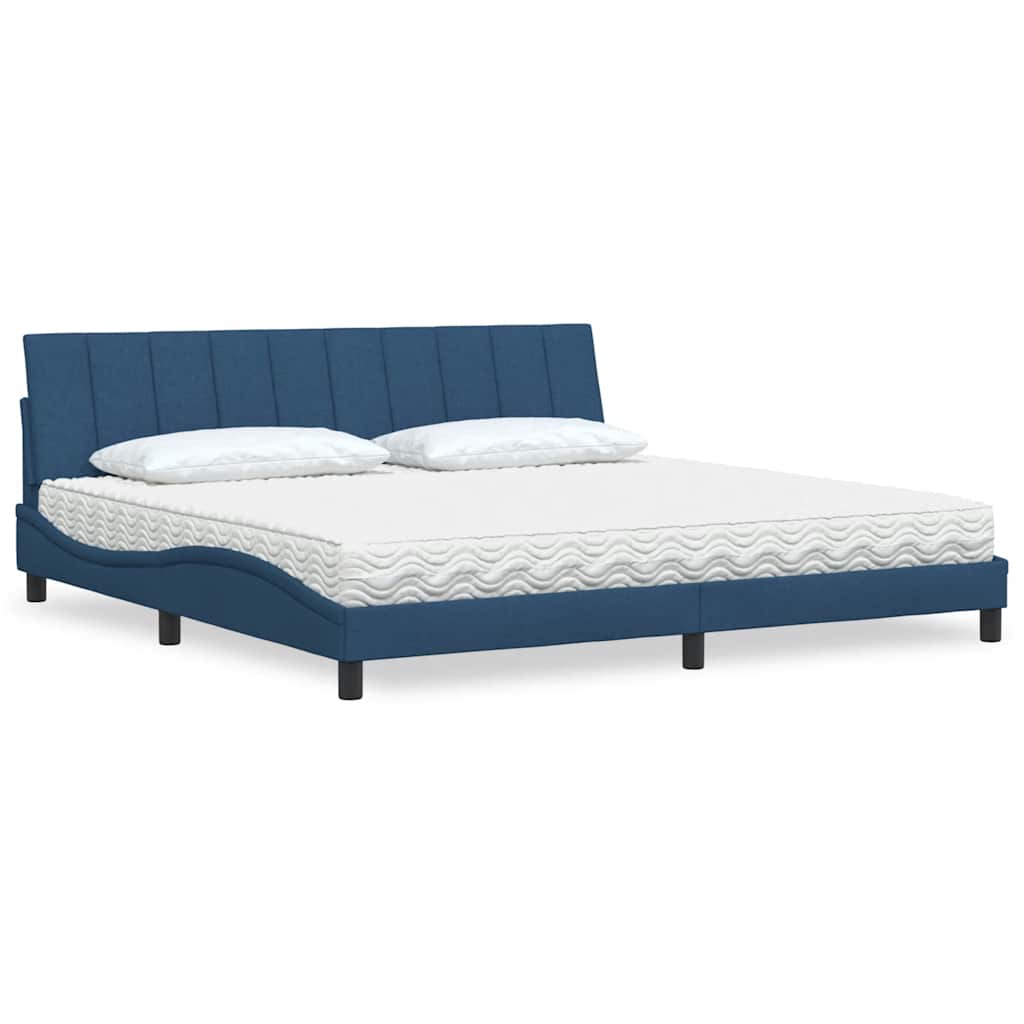 vidaXL seng med madras Hanko 200x200 cm stof blå