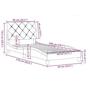 Rám postele bez matrace tmavě šedá 80 x 200 cm textil - obrázek 13