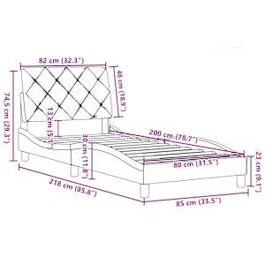 Rám postele bez matrace tmavě hnědá 80 x 200 cm textil - obrázek 13