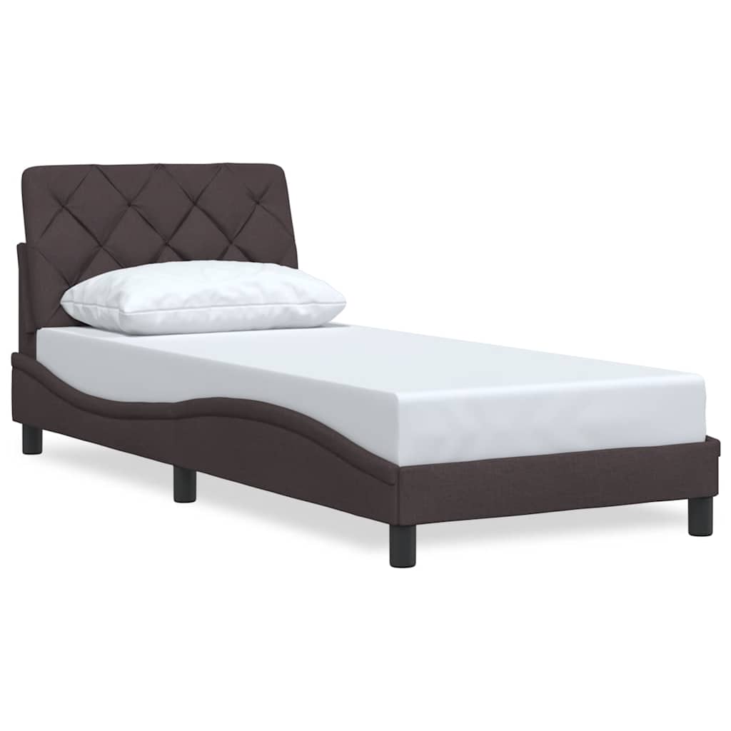 vidaXL Rám postele bez matrace tmavě hnědá 90 x 190 cm textil