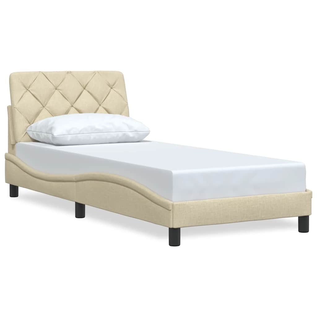 vidaXL Bedframe zonder matras 90x190 cm stof crèmekleurig, foto 3
