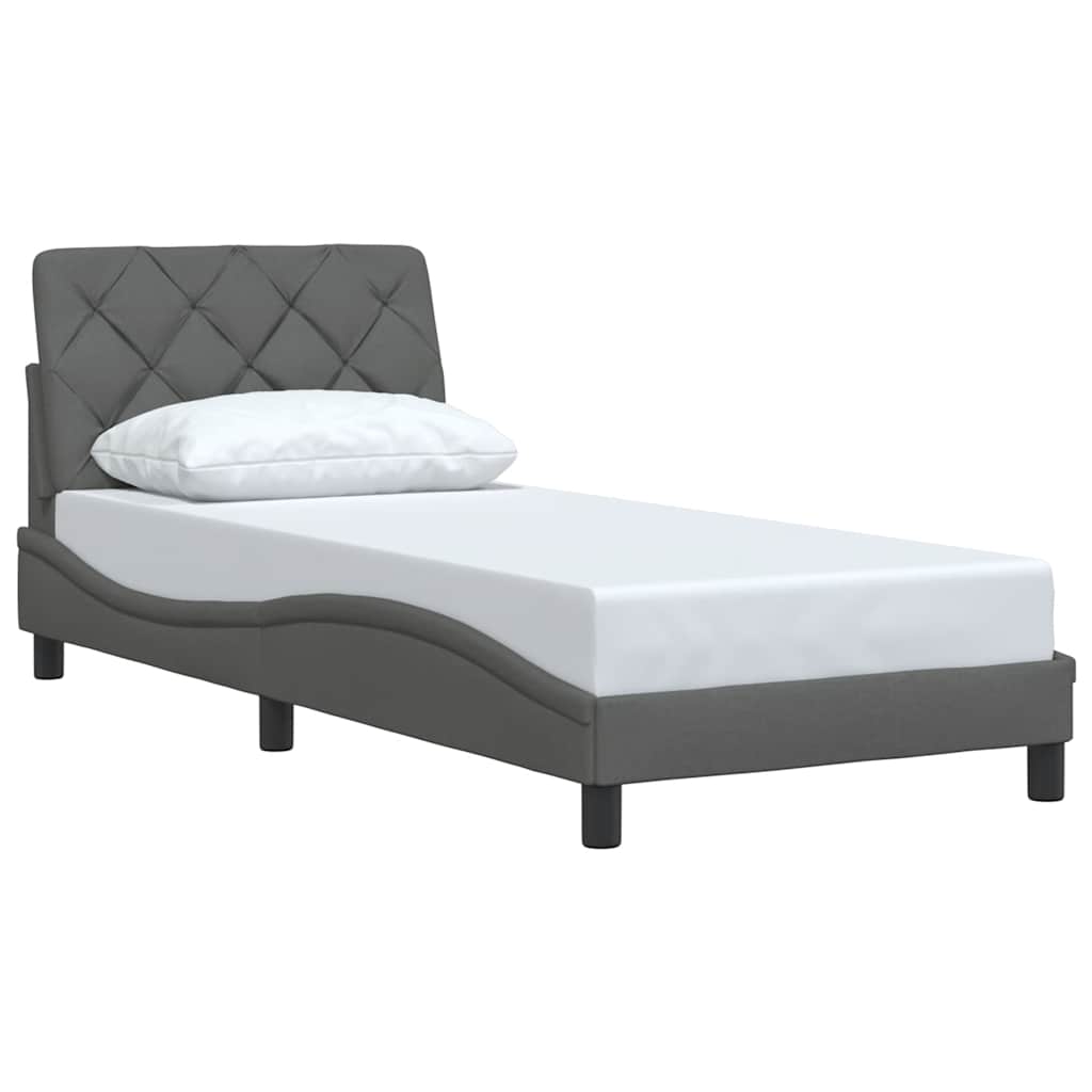 vidaXL Bedframe zonder matras 90x200 cm stof donkergrijs afbeelding