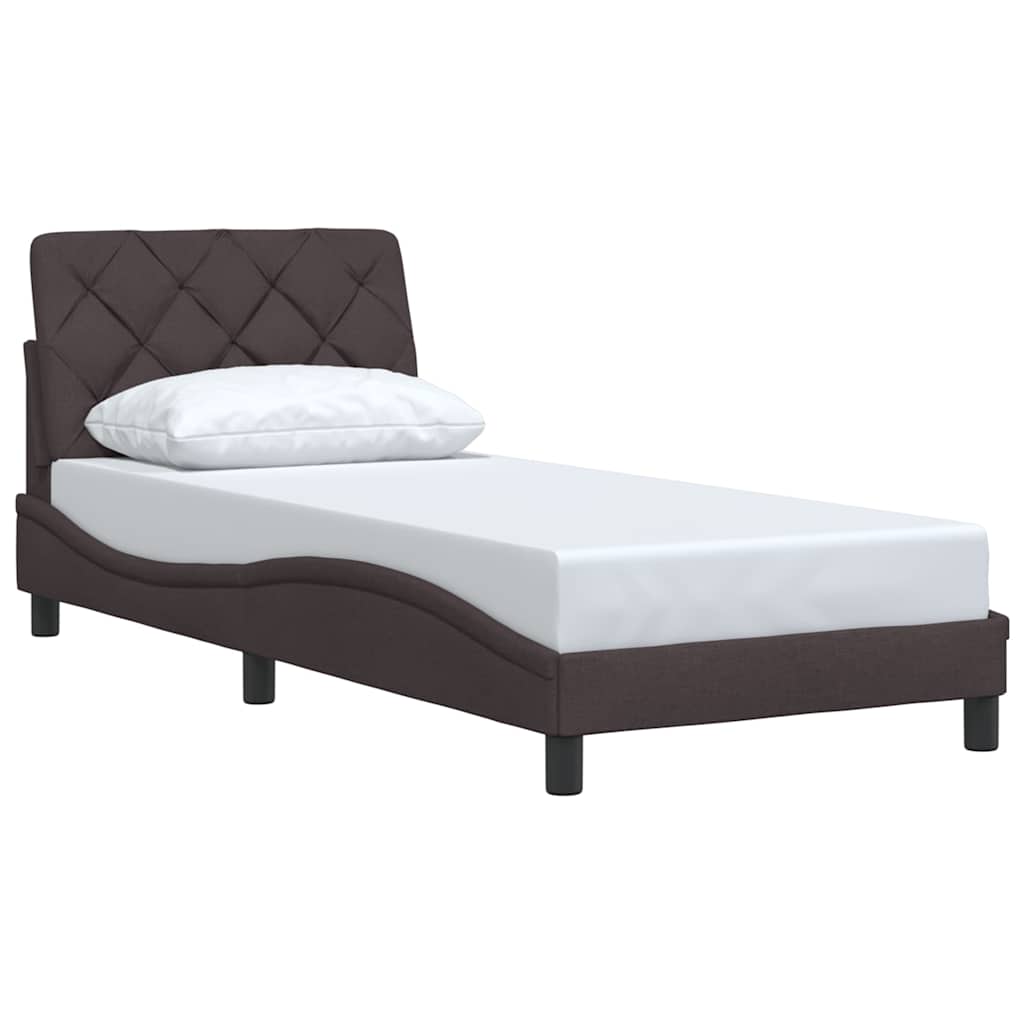 vidaXL Bedframe zonder matras 90x200 cm stof donkerbruin bruin, foto 2