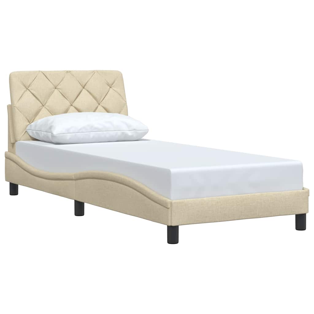 vidaXL Bedframe zonder matras 90x200 cm stof crèmekleurig afbeelding
