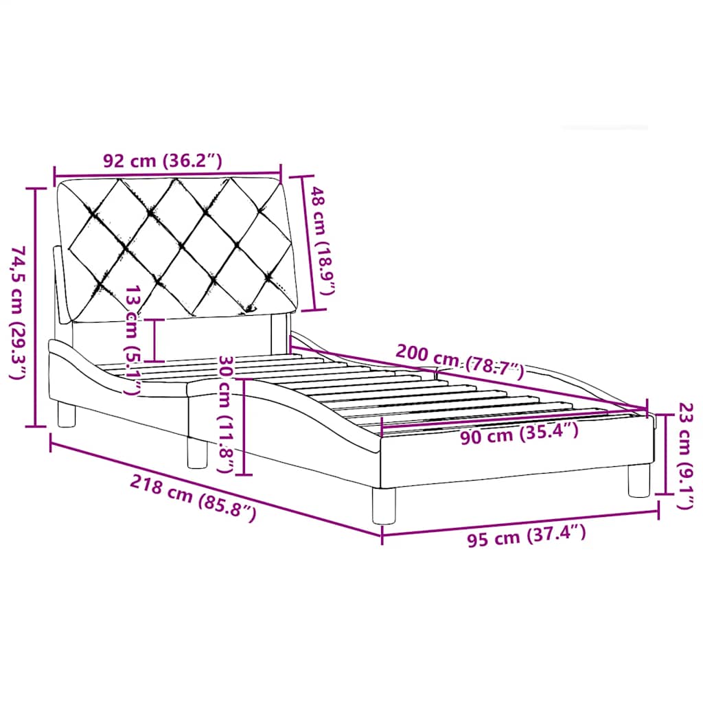 vidaXL Bettgestell ohne Matratze Creme 90x200 cm Stoff – Bild 13