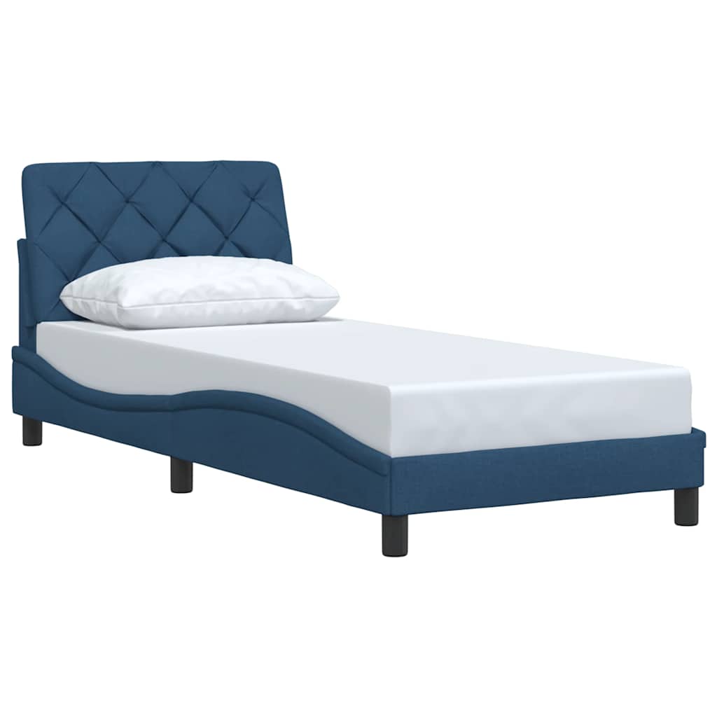 vidaXL Bedframe zonder matras 90x200 cm stof blauw afbeelding