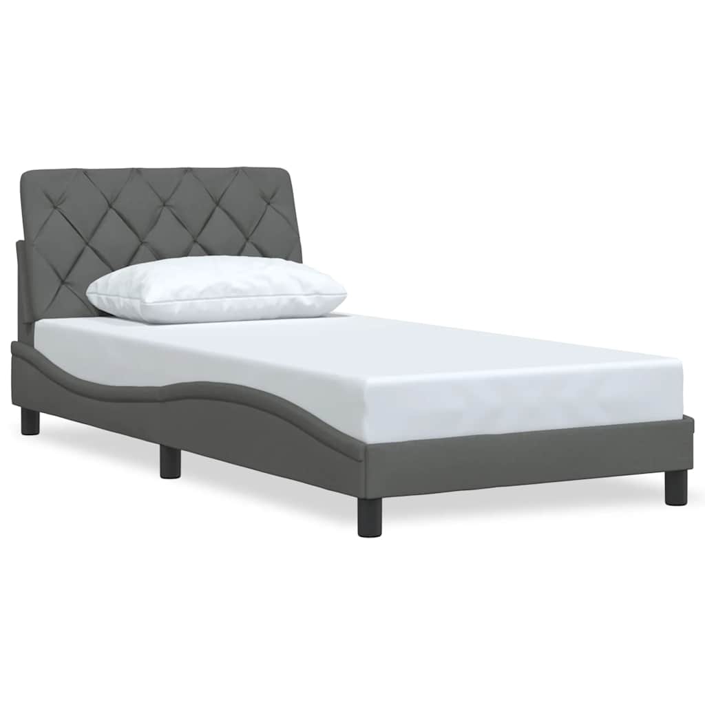 vidaXL Cadru de pat fără saltea, gri închis, 100x200 cm, textil