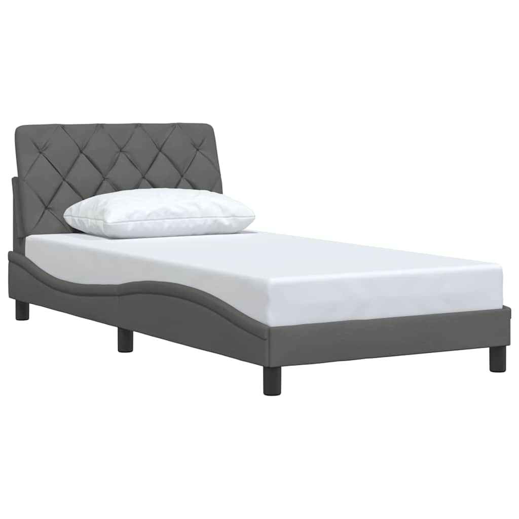 vidaXL Bedframe zonder matras 100x200 cm stof donkergrijs afbeelding